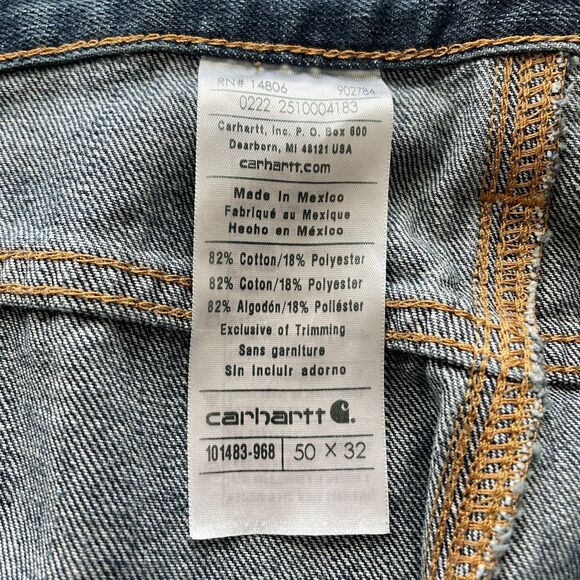 Carhartt Mens 50 X 32 Relaxed Fit Holter Jean Lot of 2 Dark and Medium Wash NWT - Picture 4 of 5